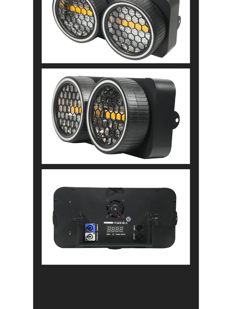 LED Dual-Eye Retro Splicing Matrix Stage Light for Live Theater and Colorful Running Horse Effects