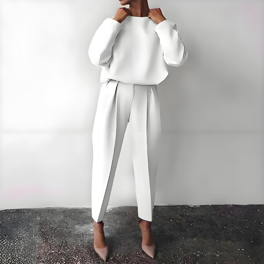 Women's Solid Color Long Sleeve Two-Piece Set - New Autumn/Winter Fashion