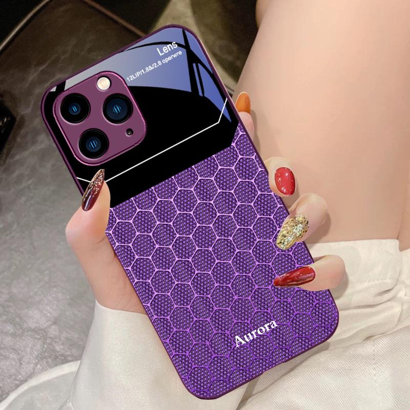 Hexagonal Grid Of Applesr For IPhone 16 Pro Max 15 Pro 14 13 12 Mini 11 XS Max XR 7 8 Plu SE 2022 Tempered Glass Phone Case