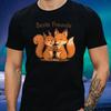 T-Shirt Men Squirrel and Fox Motif Cotton Size S To 5XL