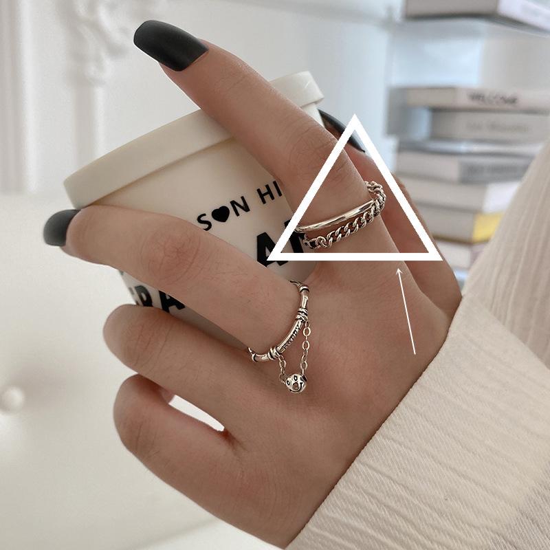 Korean Retro Geometric 925 Silver Plated Open Ring for Women