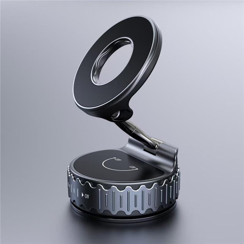 MagSafe Car Phone Holder with Metal Rod, Rotating, Folding, Anti-Shake Vacuum Suction Cup.