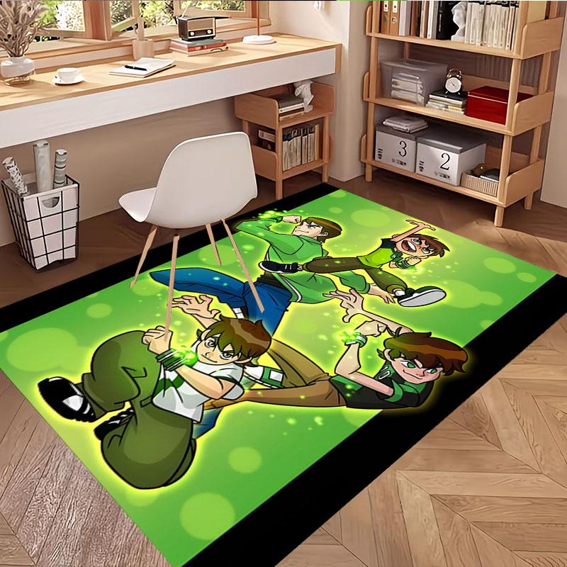 Ben 10 Cartoon Print Rug, Washable Floor Carpet, For Entryway Dorm Laundry Room Office Study, Home Decor Birthday Christmas Gift