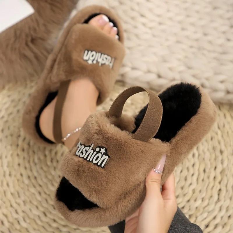 Warm Winter Slippers Fashion Women's Plush Thick-soled Flat Indoor Women's Slippers Non Slip Comfort Bedroom Slippers