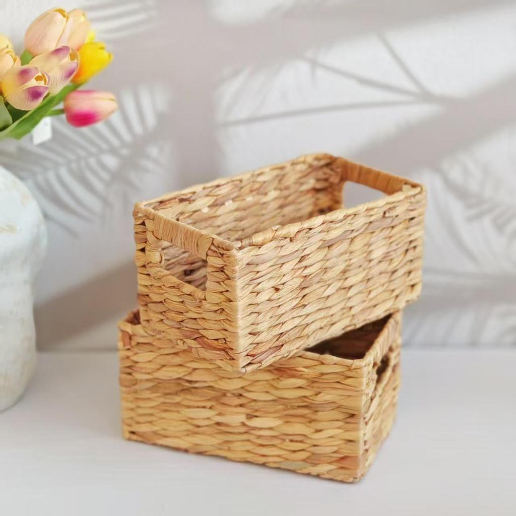 Water Hyacinth Woven Storage Basket - Desktop Organizer & Toy Storage Bin