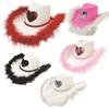Rhinestone Love Heart Women Glitter Cowboy Hat Fur-edged Cowgirl Hats Women Funny Performance Costume Cosplay Hat for Wedding