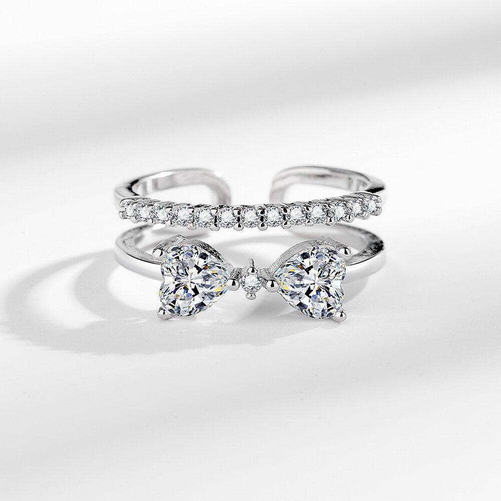 Silve Gorgeous Shiny Stone Heart Zircom Ring For Women Engagement Wedding High Quality Fine Jewelry