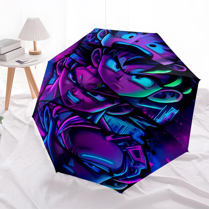 1PC Anime Heroes Neon Artwork Automatic Open/Close, 8-Rib Durable Frame Compact Travel Umbrella for Men & Women S1222096