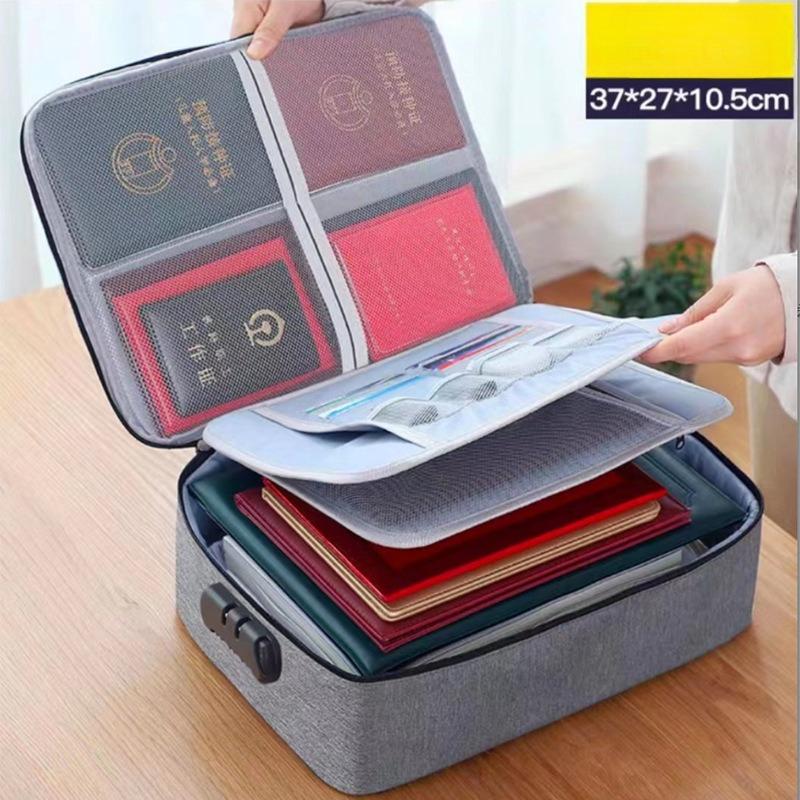 Household Multi-Layer Document Storage Box for Certificates, Passports, Cards. Multi-Function File Storage Bag for Family.