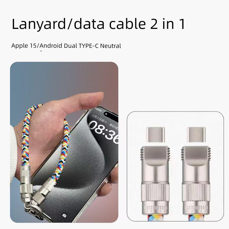 

Magic 65W Mobile Phone Lanyard for Apple 16 Huawei Type-c Charging Cable 2-in-1 Fast Charge Data Cable Crossbody Can Back Bold Weaving Ethnic Style Type-C to Type-C] 30cm