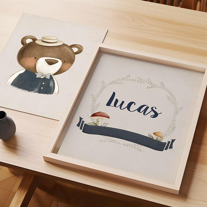 Cute Rabbit Fox Bear Deer Custom Name Nursery Wall Art Canvas Painting Nordic Posters And Prints Pictures Baby Kids Room Decor