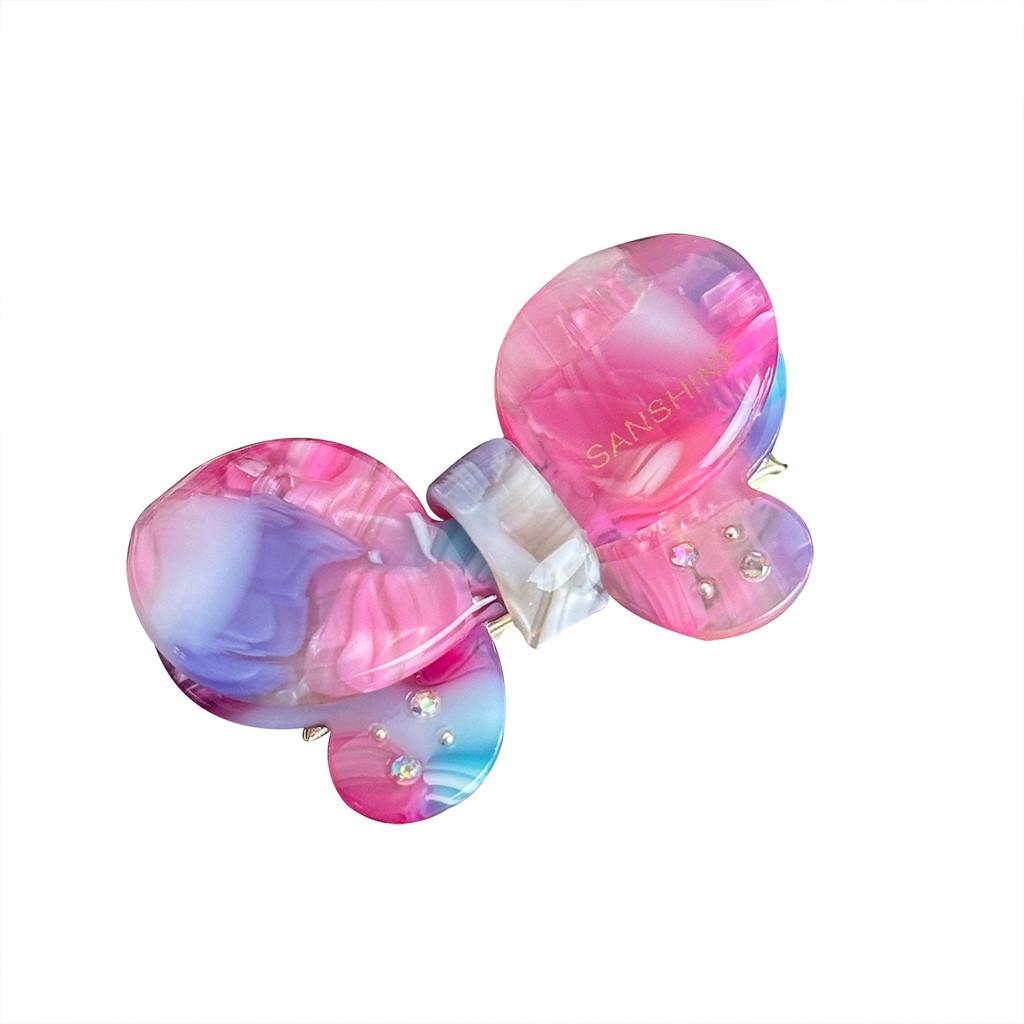 Trendy Rhinestone-encrusted Butterfly Duckbill Hair Clip In Dreamy Blue And Purple Color For Women