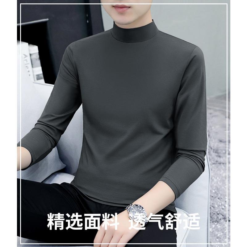 Men S Cotton Half High Neck Long Sleeve Loose Fit T Shirt