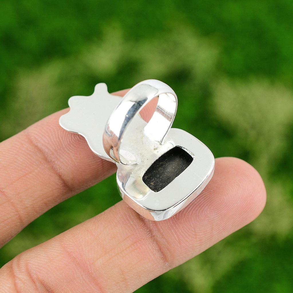 Anniversary Gift For Her Natural Rhodonite Statement Ring Size 7 925 Silver