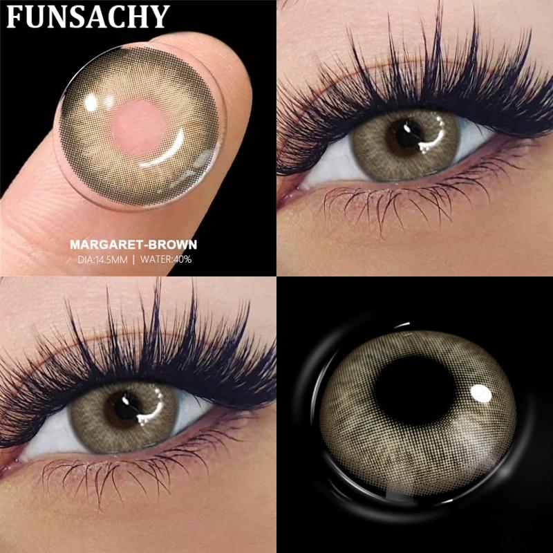 FUNSACHY 1pair Colored Pupils for Eyes Natural Brown Big Eyes Contacts Cosmetic Gray Eye Color Lens Blue Lenses for Woman Yearly