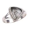 Natürlicher schwarzer Rutil-Edelstein, 925er Sterling-Silber, Schmuckring S.9,5 F8R11
