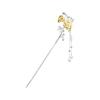 [Miaomyao] Kanzashi Hairpin - Elegant Silver and Gold Rose Design with Pearls and Butterfly Charms - Perfect for Kimono, Yukata, Formal Occasions,