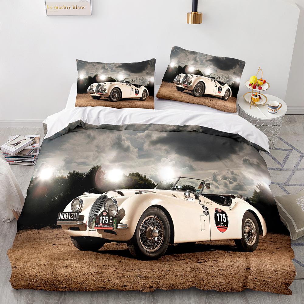 Retro Car Old Car Duvet Cover Set 3D Print King Queen Size Comforter Cover With Pillowcases For Kids Teens Polyester Bedding Set