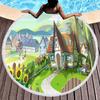 Round Beach Towel,Cartoon Fairy Tale Hedge House Sand Resistant Shawl Beach Blanket,Absorbent Quick Dry Pool Towel Picnic Mat