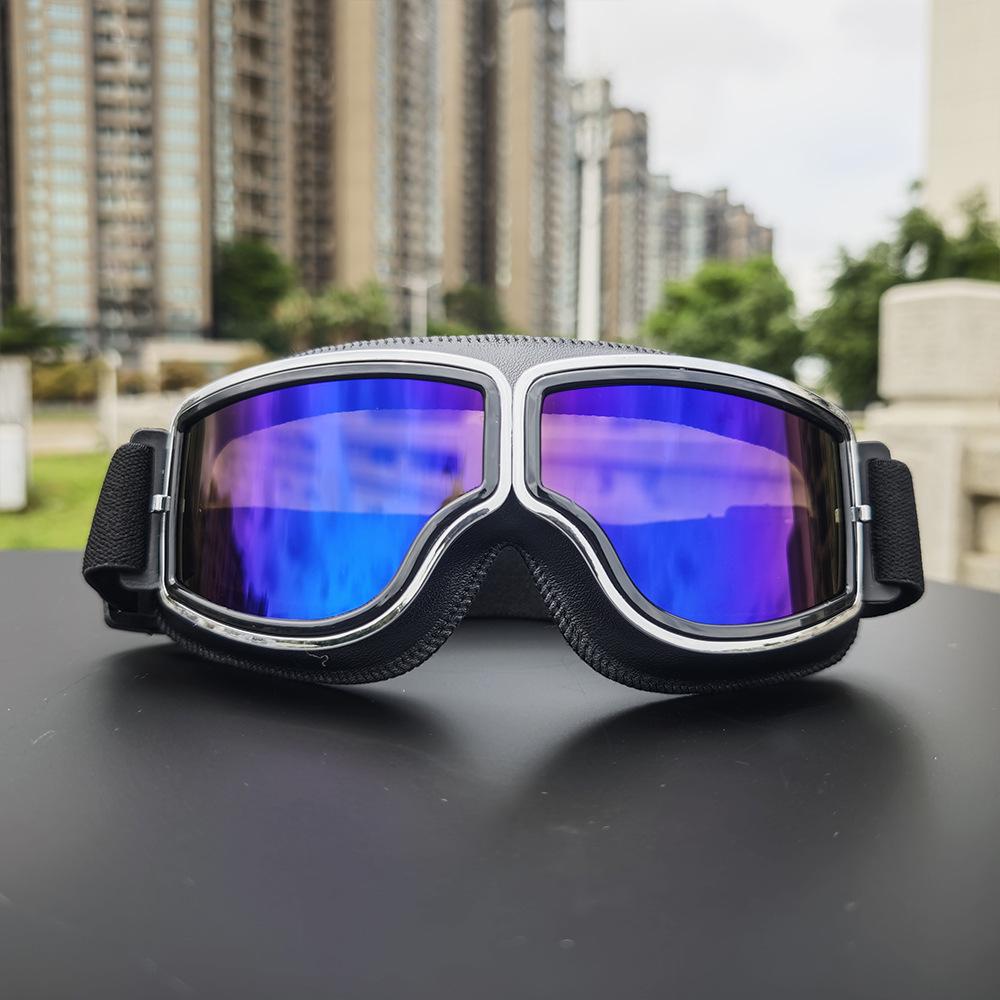 Winddichte Retro-Harley-Fahrbrille mit HD-Spiegelgläsern
