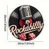 D Flat Retro Rockabilly Vintage Microphone Vinyl Record Round Metal Tin Sign Red Dice S Rock N Roll Wall Decor Nostalgi