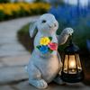 Adorable Rabbit Sun Lamp Sustainable Resin Statue Great For Lawn Tabletop Holiday Season Gift Choice