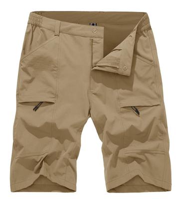 Herren Wasserabweisende Stretch-Cargo-Shorts, Khaki, Größe L, zum Wandern, Angeln und für Sport, Schnelltrocknende Arbeitskleidung