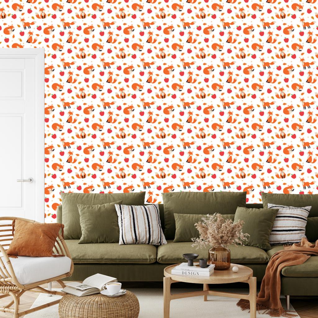 Fox Wallpaper White and Cream for Living Room and Bedroom 50x1000
