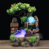 Indoor Resins Rockery Waterfall Fountains with Atomizer and LED Lighting Great for Home and Office Desktop Decoration