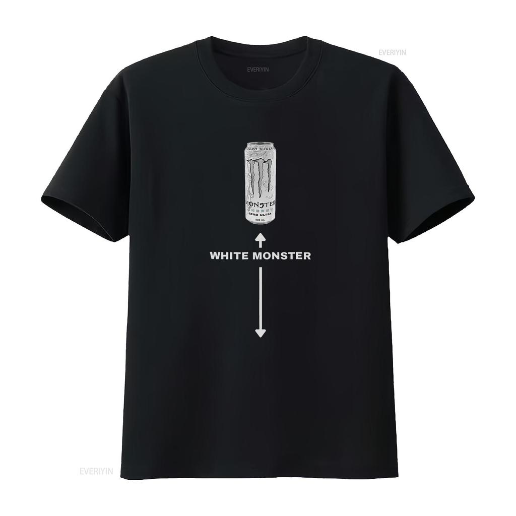 Weißes Monster T-Shirt für Herren Lustiges Scherzdesign Perfekte Freunde Einzigartiger Druck Bequemes Baumwollgewebe vintage Gewaschen