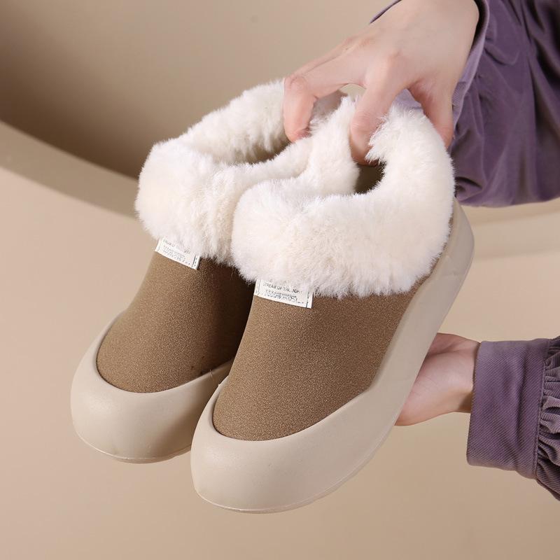 Women's Korean Style Winter New Arrival Fleece-Lined Thickened Big Cotton Boots Warm Flat Soft Sole Casual Women's Cotton Shoes