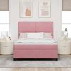 LED Boxspring Bed with Mattress Pink 140 X 200 Cm Velvet