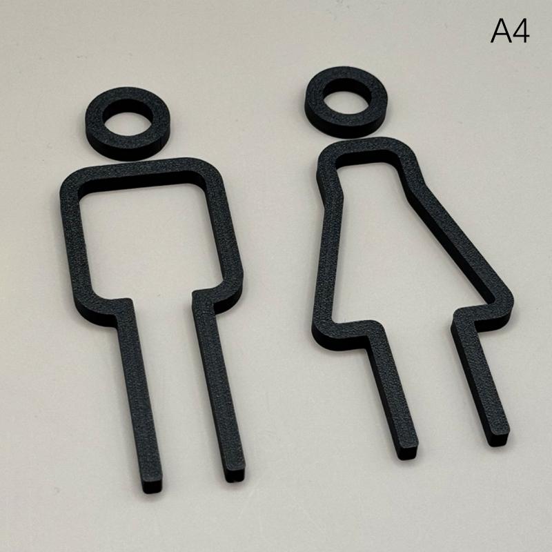 3D Printed Bathroom Door Sign Male & Female Restrooms Symbol Door Decor Restaurant Hotel Cafe Toilet Signage Wall Sticker