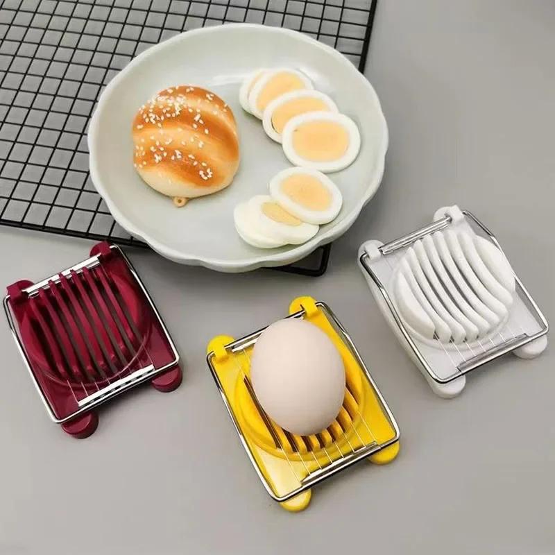 1pc Egg Slicer Stainless Steel Egg Cutter Two-in-one Multi-function Egg Cutter Dual-purpose Preserved Egg Separator  Kitchen