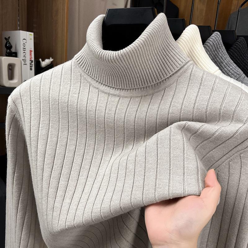 Men's Fashionable Thick Knit High-Neck Pullover Sweater