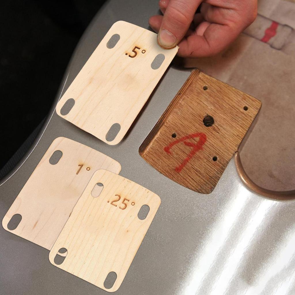3 Stück Gitarrenhals-Unterlegscheiben Ahorn Gitarrenhals-Unterlegscheibe Schutz 0,25 0,5 und 1 Grad Gitarrenhalsplatte Werkzeug zur Reparatur