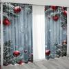 Set Of 2 Christmas Decorative Pattern Printed Curtains Window Decorations Home Room Made Polyester