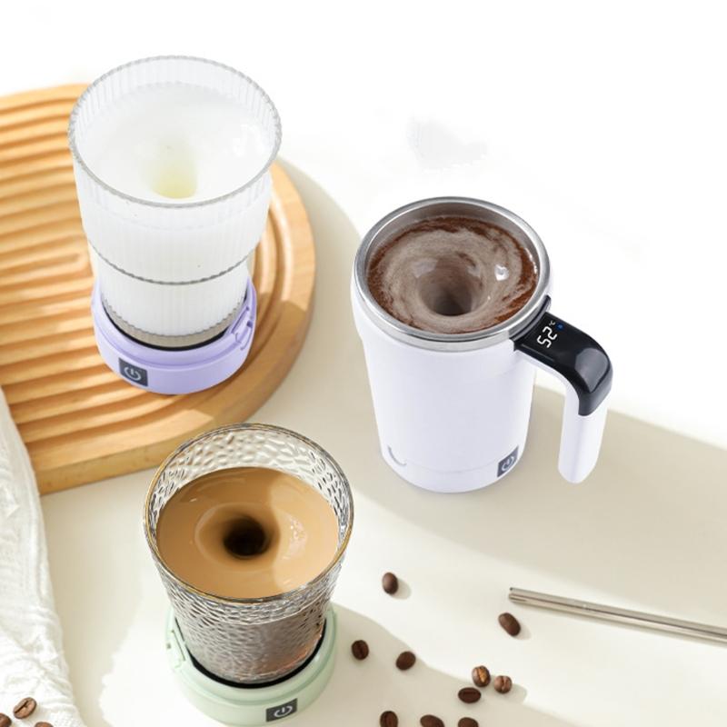 Magnetic Auto Stirring Cup Coffee Protein Shakes Electric Mixer Food Grade Stainless Steel Mixing Mug Detachable Base