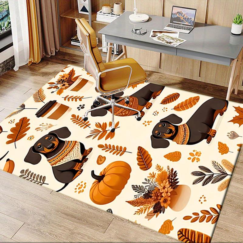 Autumn Dachshund Chair Mat Office Carpet, Large Rug for Home Decor, Sofa Mat, Desk Pad Gift, Suitable for Bedroom, Living Room, Various Rooms