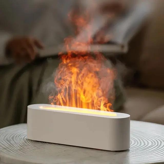 

Для RGB Flame Diffuser Humidifier USB Desktop Simulation Light Aromatherapy Cleaner Air для спальни с 7 цветами белый