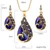 European & American Crystal Jewelry Set: Water Drop Pendant Necklace and Stud Earrings - Three-Piece Set