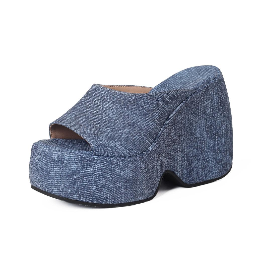 Krazing Pot Polyurethane Summer Size 43 Women Platform Super High Heels Women Peep Toe Waterproof Sandals