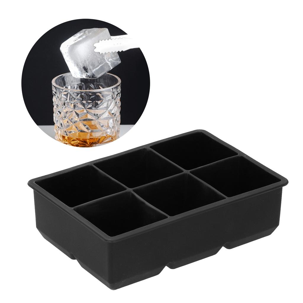 6 Grid Large Ice Cubes Maker Square Ice Cubes Tray Silicone Ice Mold Party Bar Accessories