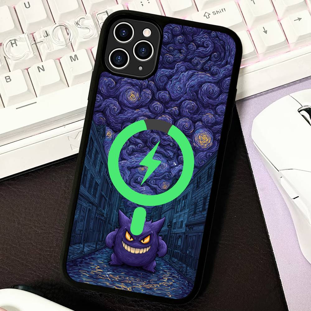 

Pokemon Gengar Phone Case For IPhone 17 16 15 14 13 12 11 Pro Max Magsafe Wireless Charger Cover iPhone 16