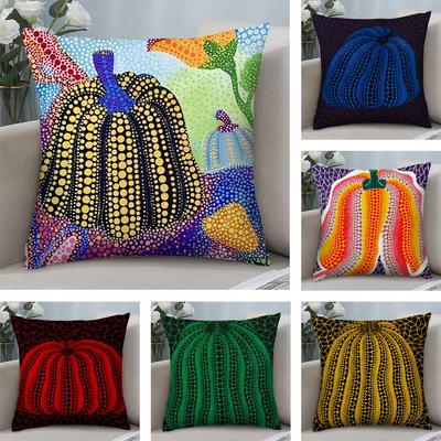 Copricuscino Arte Astratta Yayoi Kusama Morbido Tessuto Peluche Stampato su Entrambi i Lati Copricuscino da Divano per Tutte le Stagioni Decorazione per la Casa Regalo