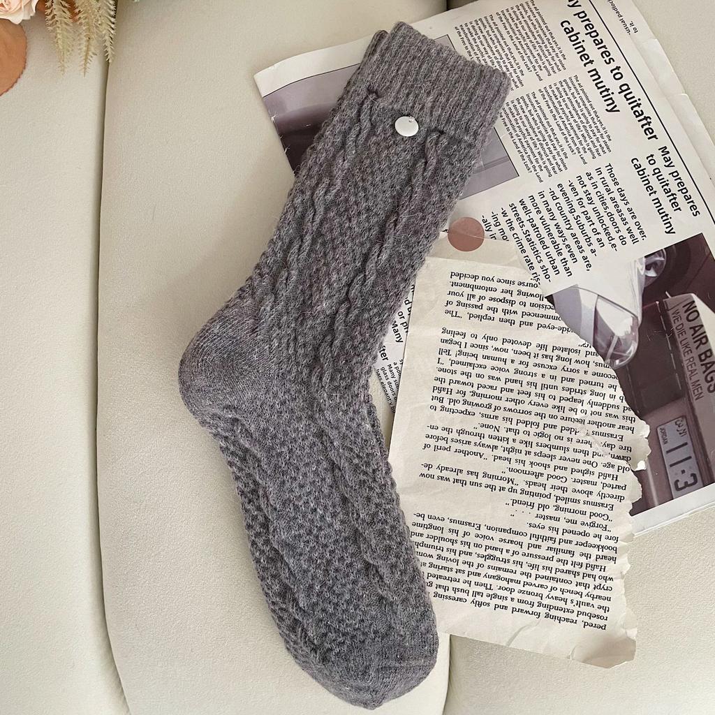 Socks, Women'S Wool Socks, Shell Buckles, Korean Twist Pile Socks, Thickened Plush Stockings, Socks