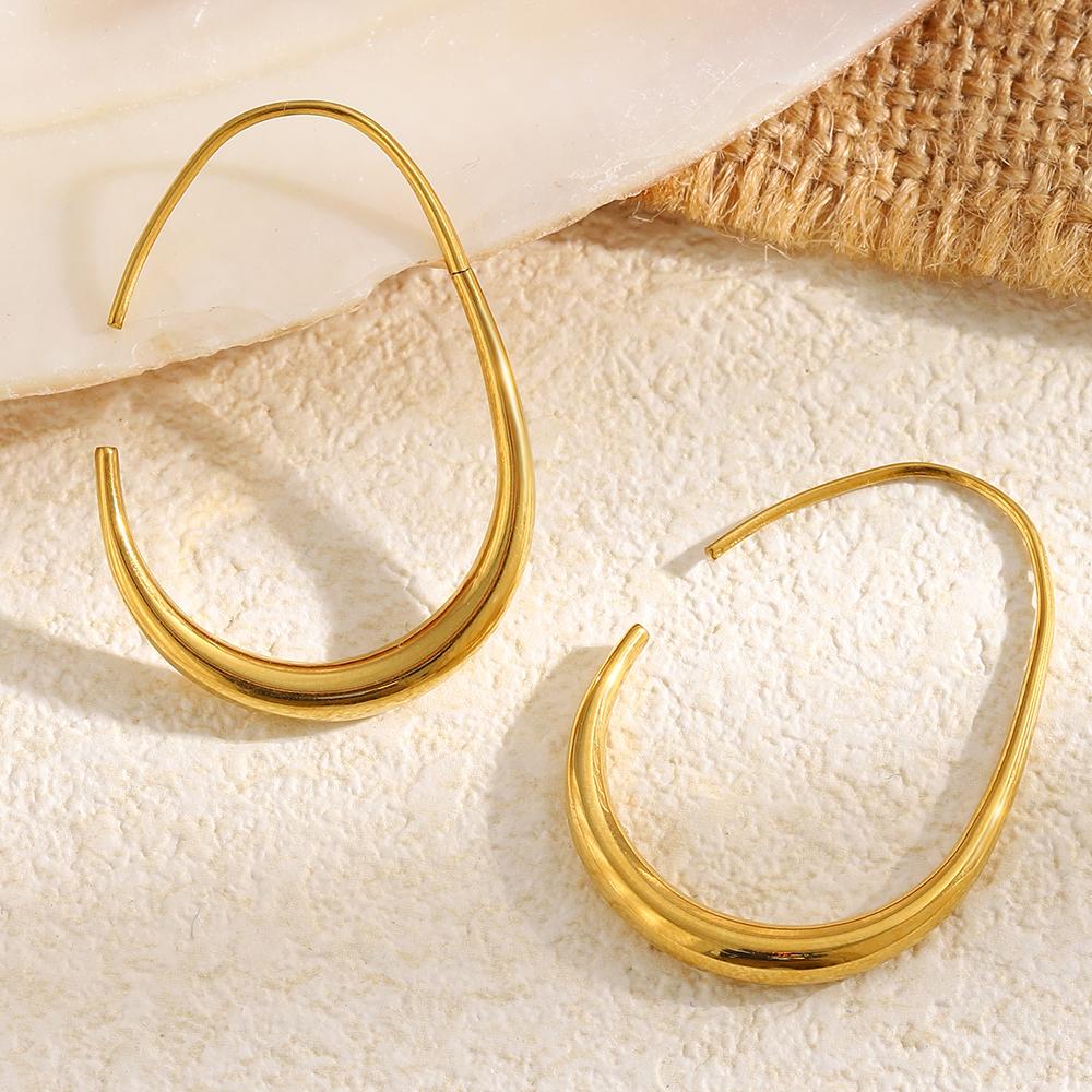 MamacitaSlay 316L Edelstahl Birnenform Hohl Ausgeschnitten Creolen 18K Gold Plated Wasserdichter Schmuck Einzigartige Ohrringe für Damen