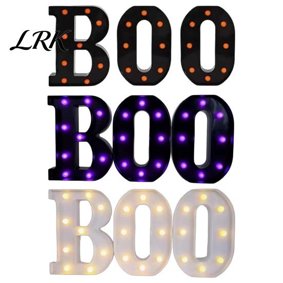 Light Up Letters 3 Pcs Halloween Boo with LED Light, Indoor Marquee Durable Plastic Letter Lights BOO Sign for Home Kitchen Fireplace Party