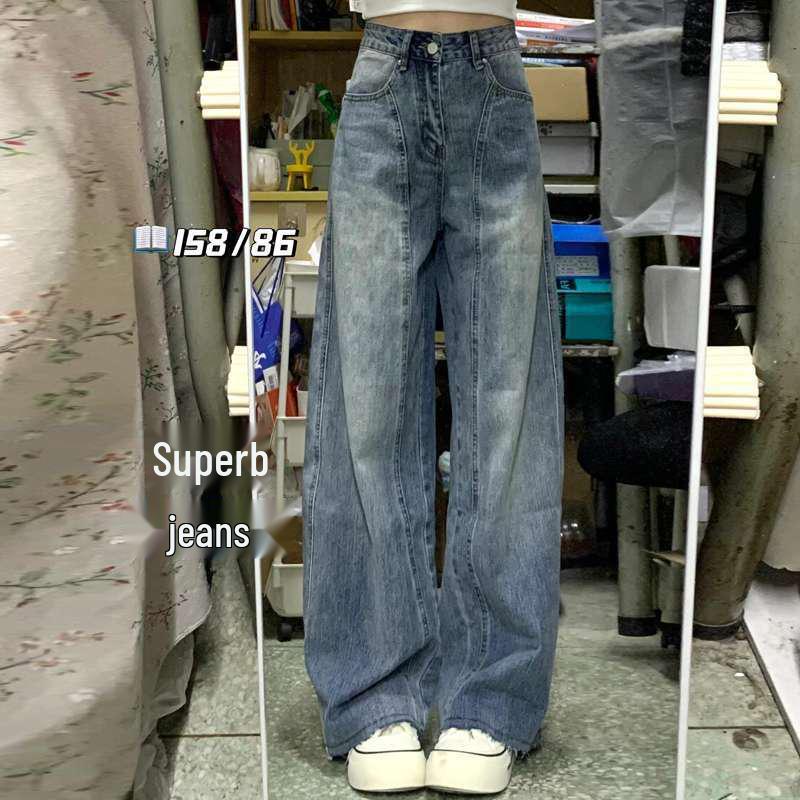 

Autumn 2026 Women s Slimming High-Waist Wide-Leg Jeans: Versatile Floor-Length Street Style Trousers Triple Extra Large