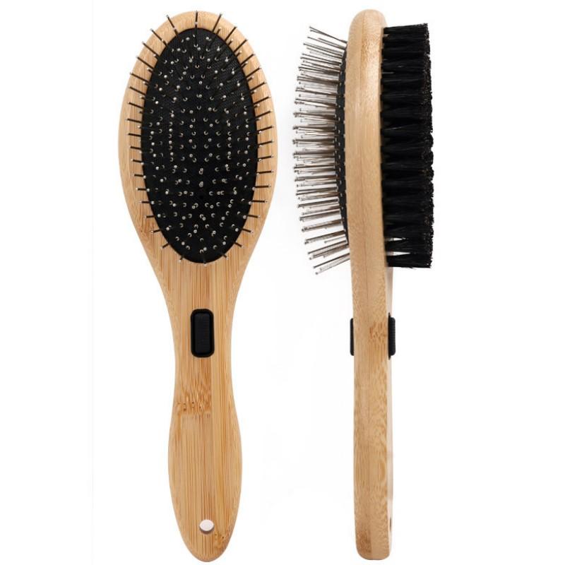 Dog Comb Double-sided Dogs Brush Bamboo Dog Grooming Brush Pet Hair Remover Massage Combs for Cat Hair Knot Cleaning Brushes